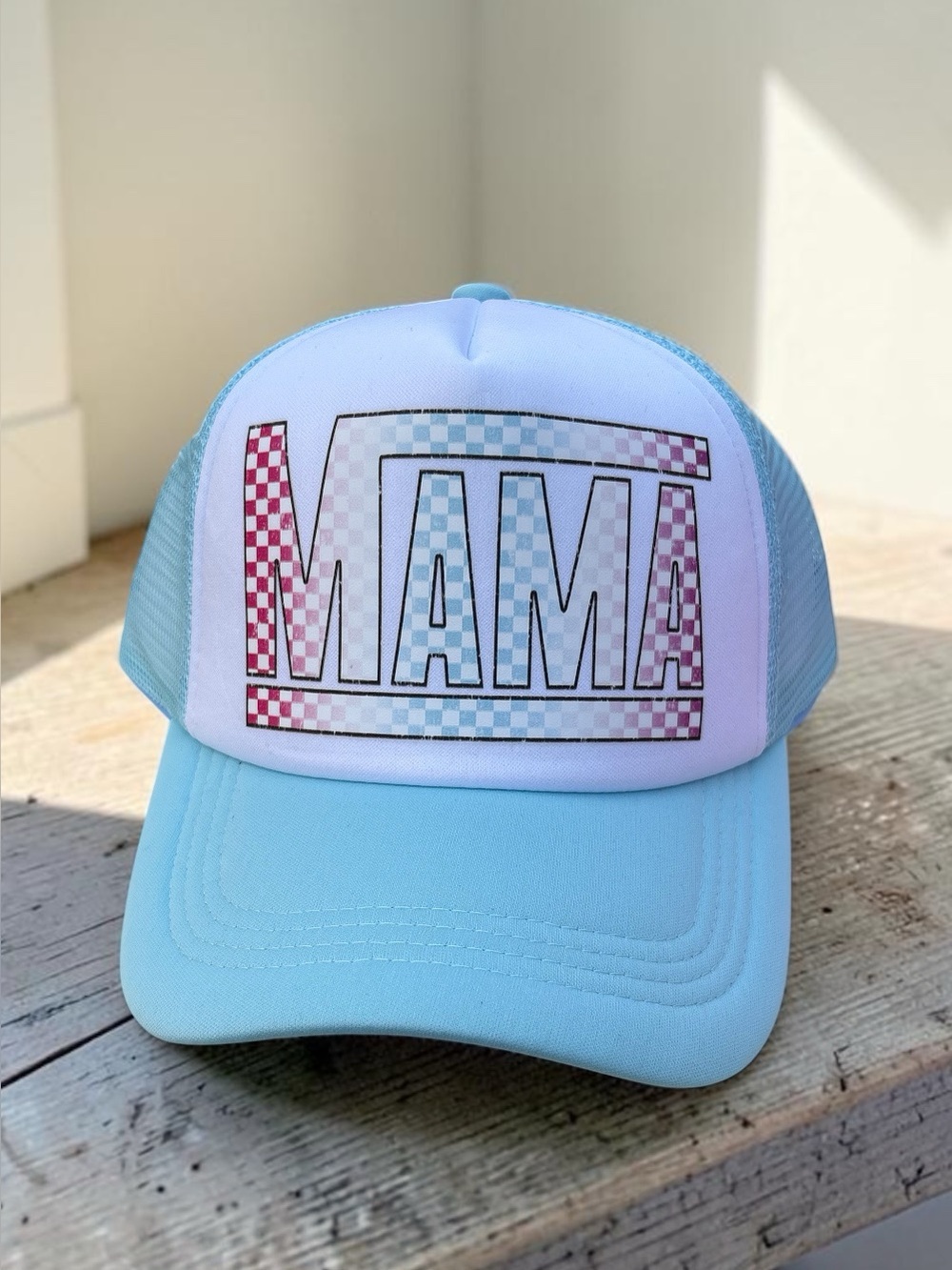 Light Blue "MAMA" Trucker Hat